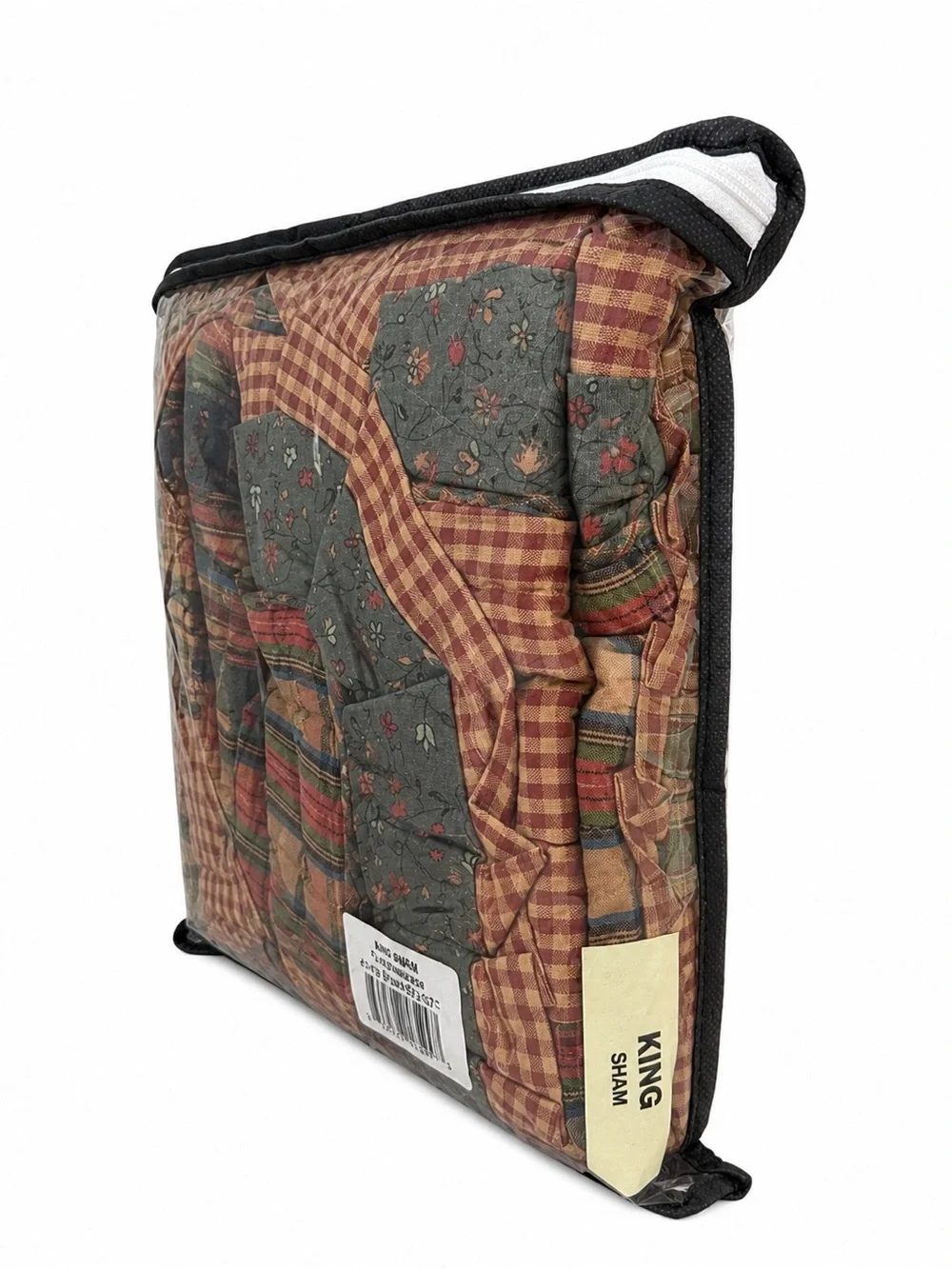 VHC Brands Crosswoods Patchwork Sham - Green & Rust Plaid